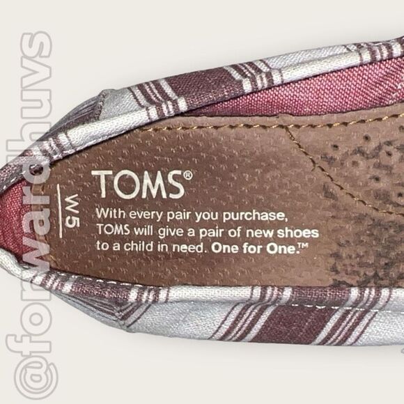 TOMS Wine & Off White Slip On Flats Women’s Size 5 - Picture 8 of 9